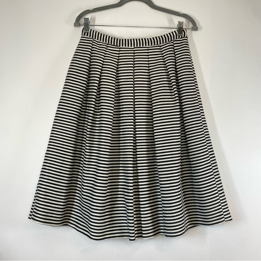Gianni Bini Womens Retro Preppy Striped Pleated A-Line Midi Skirt Size S Lined